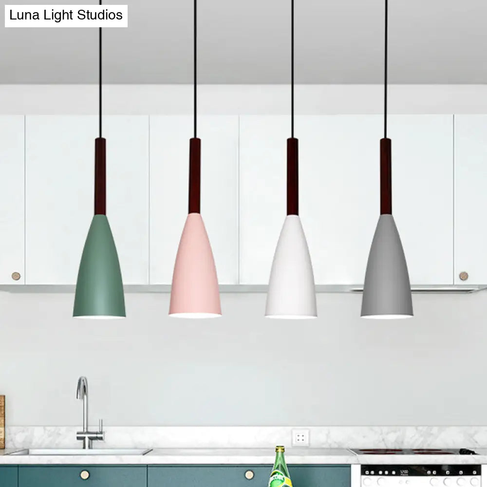 Modern Grey/White/Pink Tapered Pendant Light Fixture For Chic Table Decor