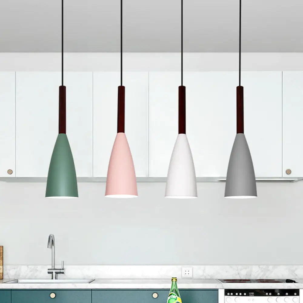 Modern Grey/White/Pink Tapered Pendant Light Fixture For Chic Table Decor Grey