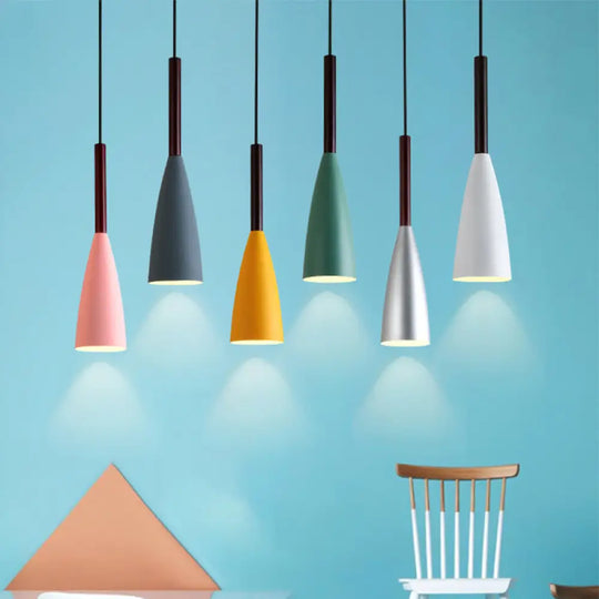 Modern Grey/White/Pink Tapered Pendant Light Fixture For Chic Table Decor Yellow