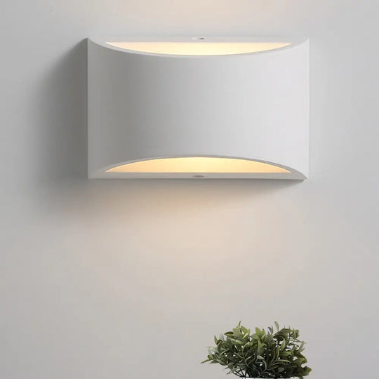 Modern Gypsum Half-Oval Sconce Lamp: 1-Light Led Wall Mounted Light For Bedroom In White