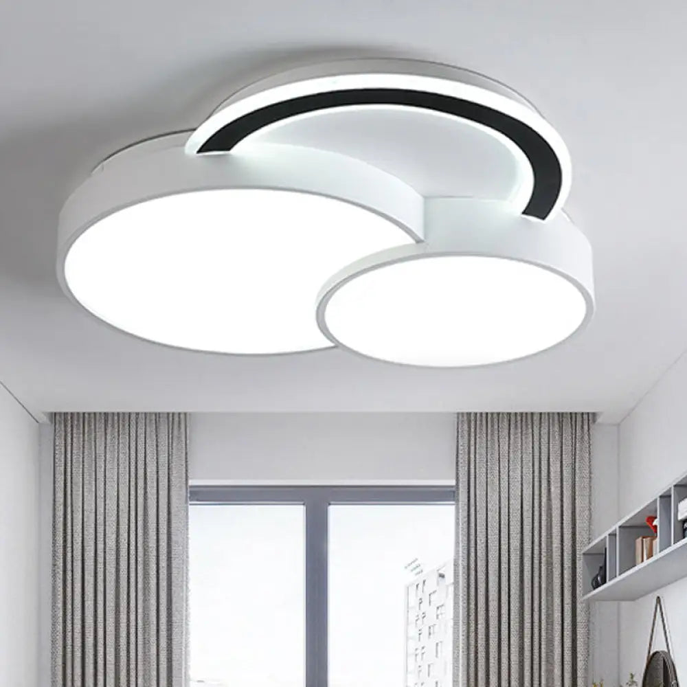 Modern Half - Circle Flush Mount Led Ceiling Lamp - Foyer Round White Acrylic / 18’