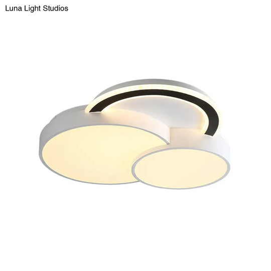 Modern Half-Circle Flush Mount Led Ceiling Lamp - Foyer Round White Acrylic