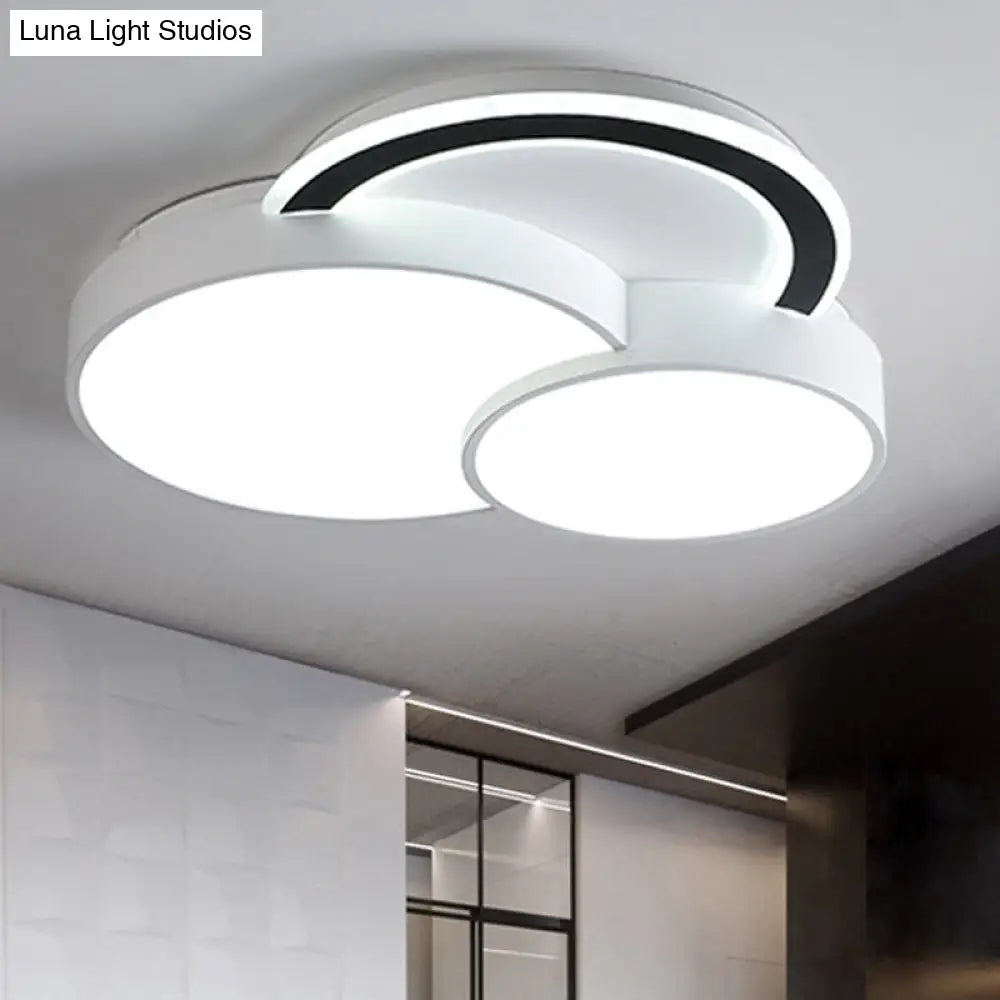 Modern Half - Circle Flush Mount Led Ceiling Lamp - Foyer Round White Acrylic