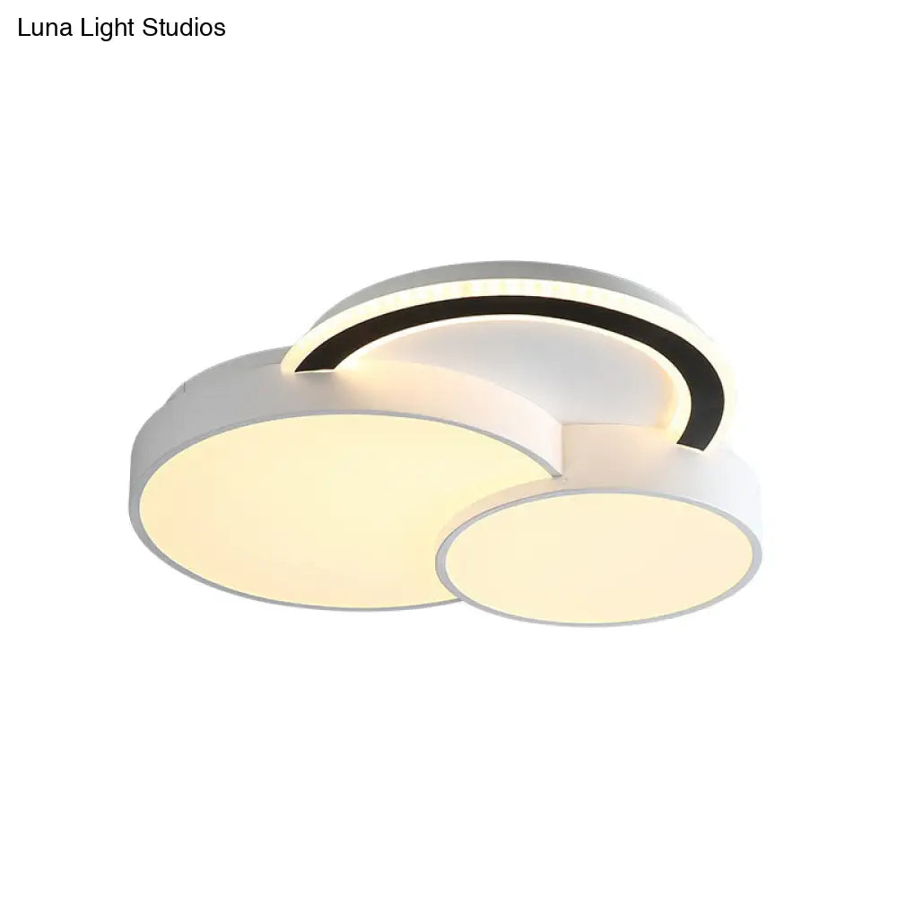 Modern Half - Circle Flush Mount Led Ceiling Lamp - Foyer Round White Acrylic