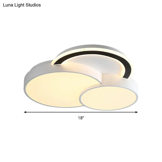 Modern Half-Circle Flush Mount Led Ceiling Lamp - Foyer Round White Acrylic