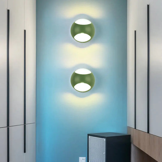 Modern Half-Globe Wall Sconce For Study Room - Sleek Plastic Design Green