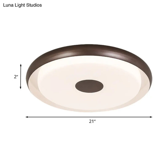 Modern Halo Flush Mount Light Iron Led Bedroom Flushmount Lighting In Coffee (18/21 Width)