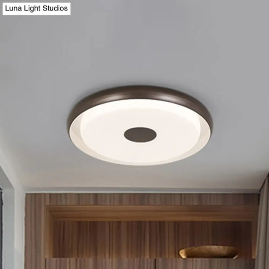Modern Halo Flush Mount Light Iron Led Bedroom Flushmount Lighting In Coffee (18’/21’ Width)