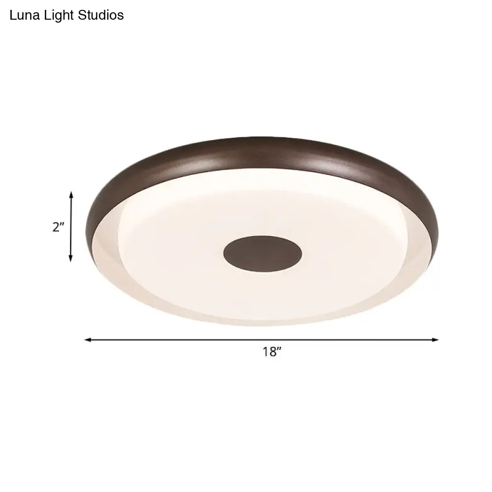 Modern Halo Flush Mount Light Iron Led Bedroom Flushmount Lighting In Coffee (18/21 Width)