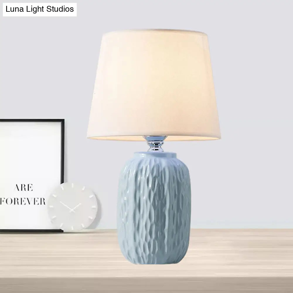 Modern Hammered Ceramic Night Lamp In Pink/Blue/Yellow With Tapered Lampshade

Note: Its Important