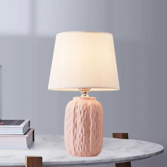 Modern Hammered Ceramic Night Lamp In Pink/Blue/Yellow With Tapered Lampshade

Note: Its Important