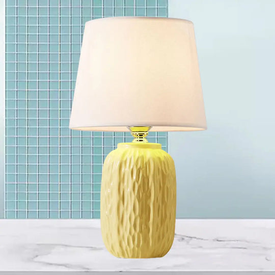 Modern Hammered Ceramic Night Lamp In Pink/Blue/Yellow With Tapered Lampshade

Note: Its Important