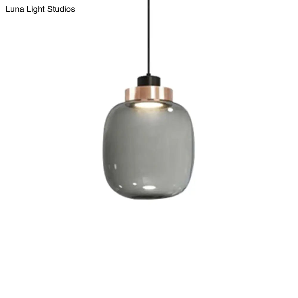 Hand Blown Glass Mason Jar Pendant Light With Modern Design Smoke Gray / 7