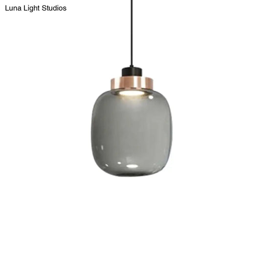 Hand Blown Glass Mason Jar Pendant Light With Modern Design Smoke Gray / 7