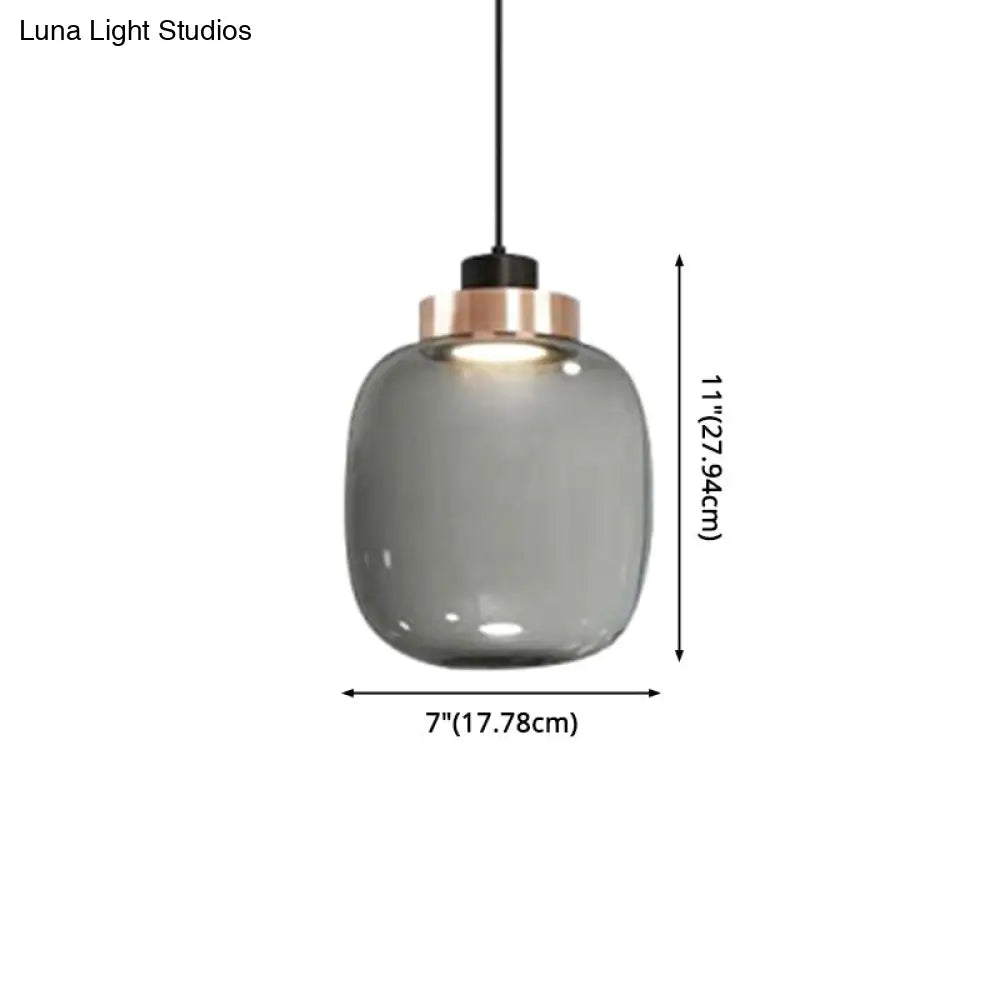 Hand Blown Glass Mason Jar Pendant Light With Modern Design