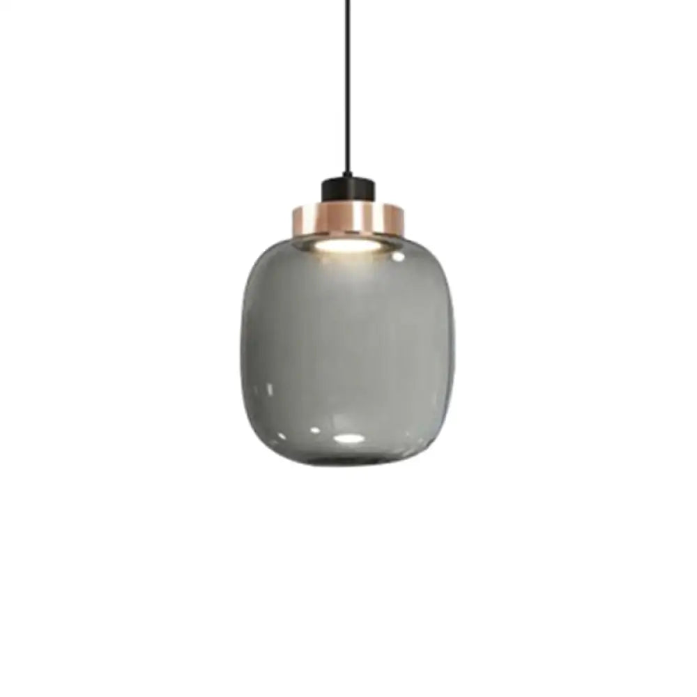 Modern Hand Blown Glass Mason Jar Pendant Light With 1 – Stylish Hanging Lamp Smoke Gray / 7’