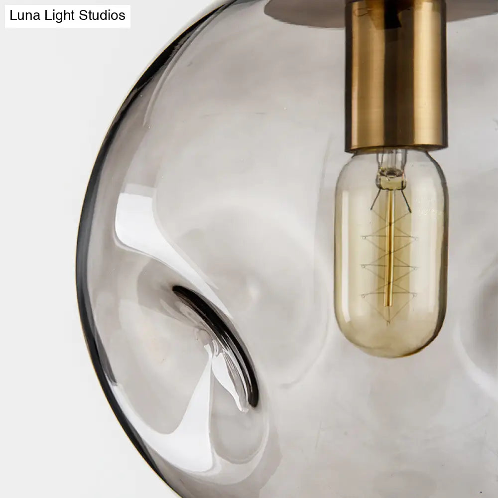 Modern Hand-Blown Spherical Glass Hanging Pendant Light Lighting