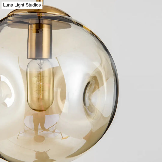 Modern Hand-Blown Spherical Glass Hanging Pendant Light Lighting