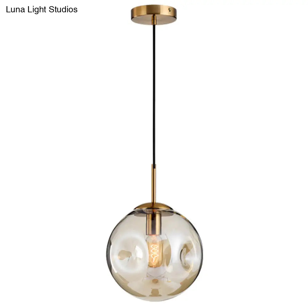 Modern Hand-Blown Spherical Glass Hanging Pendant Light Lighting