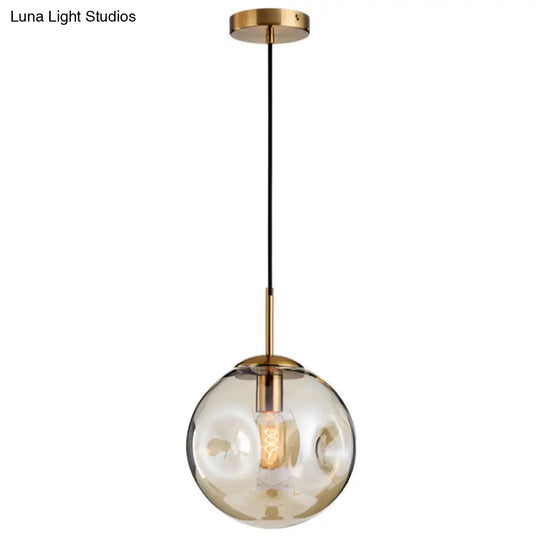 Modern Hand-Blown Spherical Glass Hanging Pendant Light Lighting