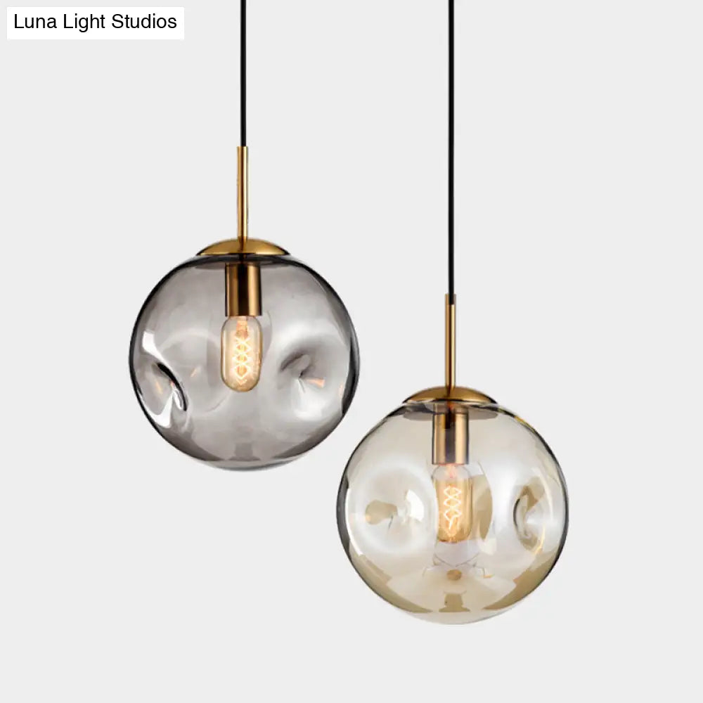 Modern Hand-Blown Spherical Glass Hanging Pendant Light Lighting