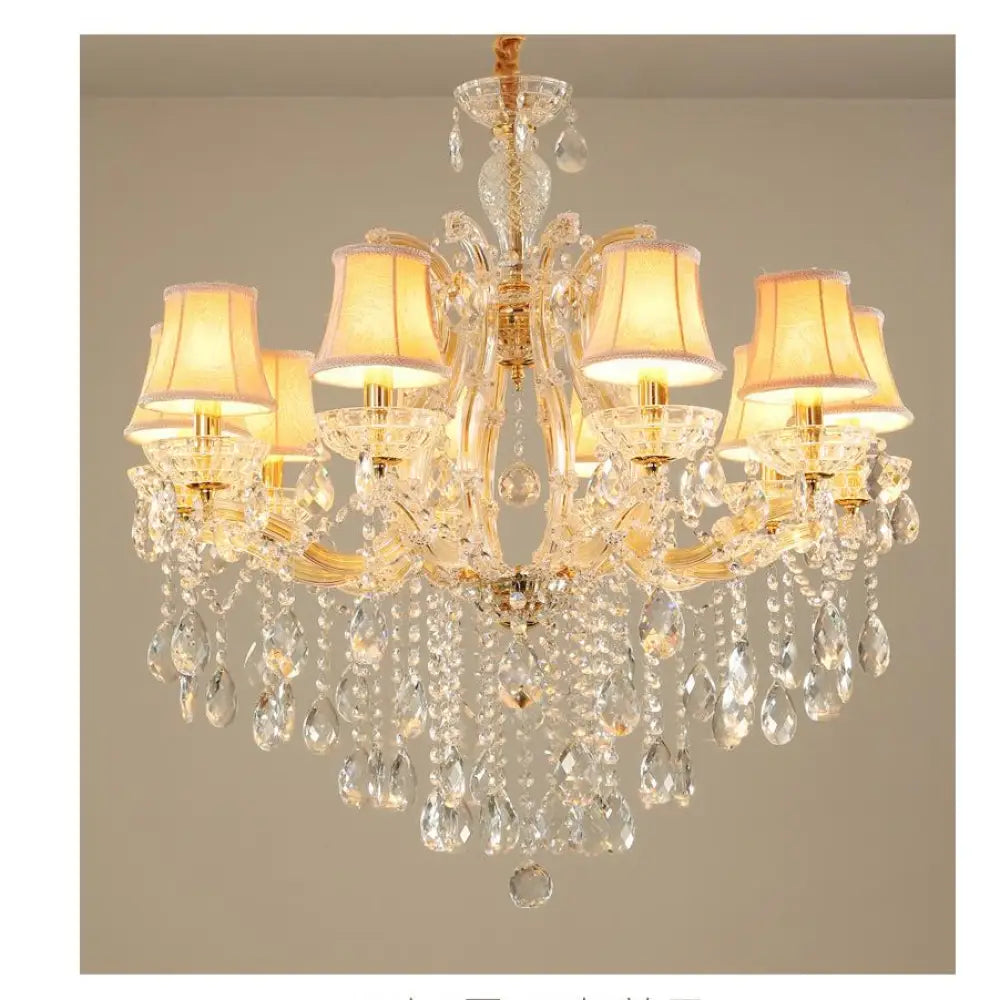 Modern Hand-Cut Crystal Teardrop Chandelier Light - 10 Heads Gold Pendant Suspension For Living Room