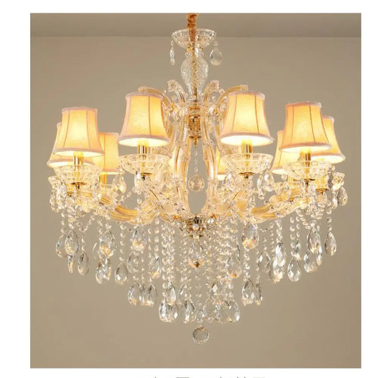 Modern Hand-Cut Crystal Teardrop Chandelier Light - 10 Heads Gold Pendant Suspension For Living Room