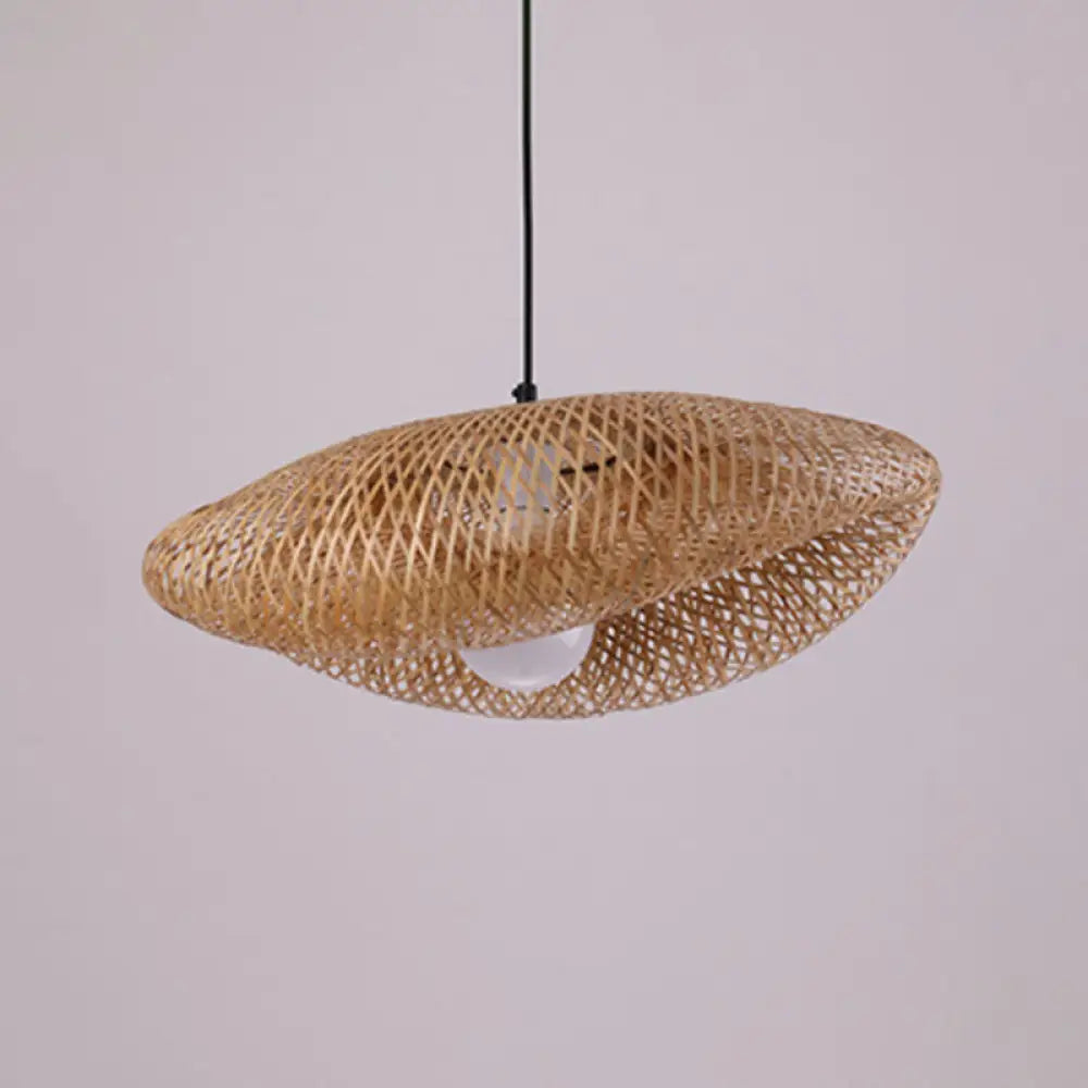 Modern Handcrafted Bamboo Pendant Light - Single Wood Hanging Ceiling Lamp For Restaurants / B