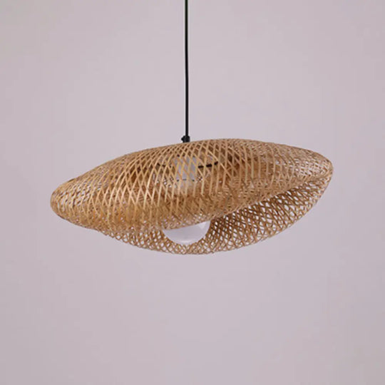 Modern Handcrafted Bamboo Pendant Light - Single Wood Hanging Ceiling Lamp For Restaurants / B