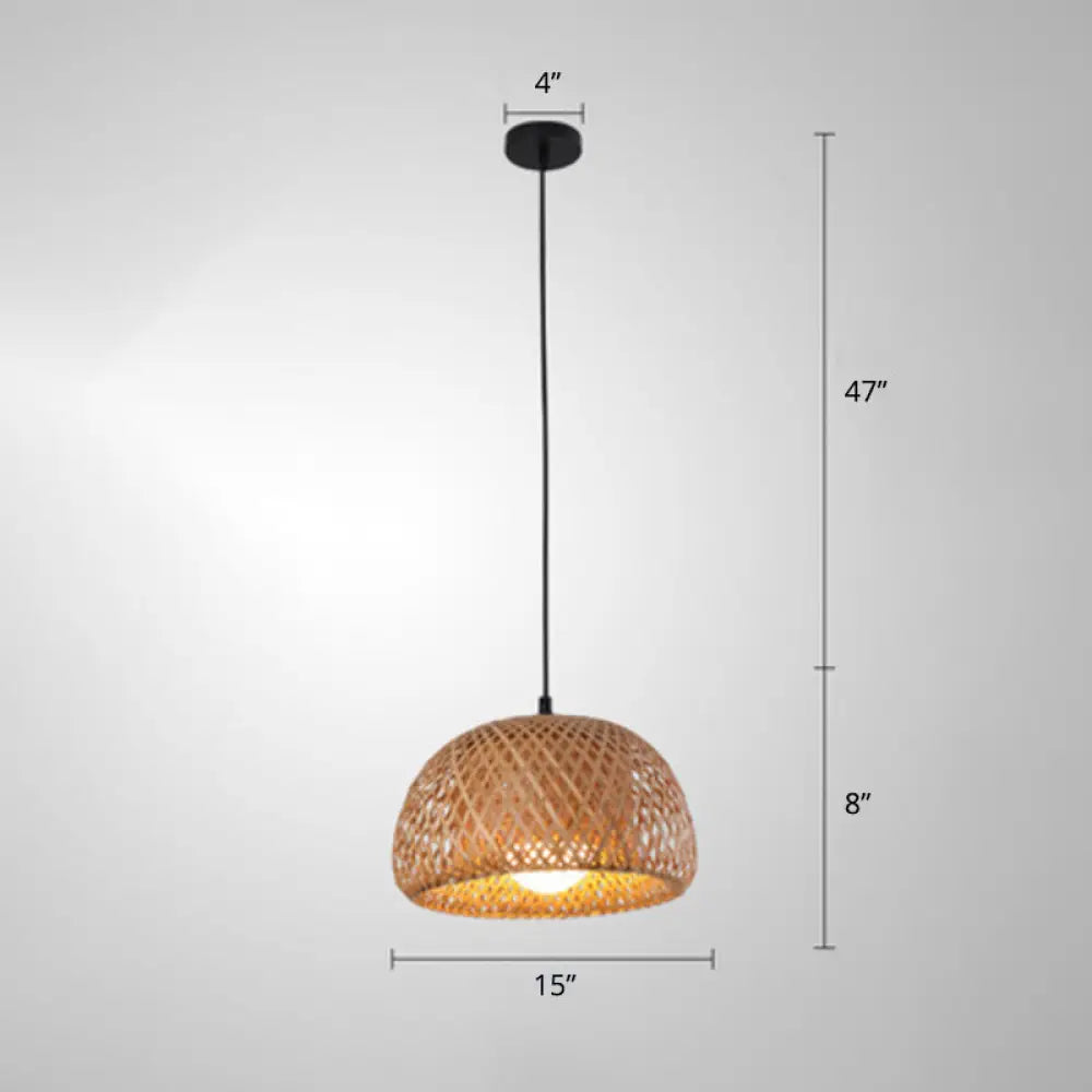 Modern Handcrafted Bamboo Pendant Light - Single Wood Hanging Ceiling Lamp For Restaurants / G