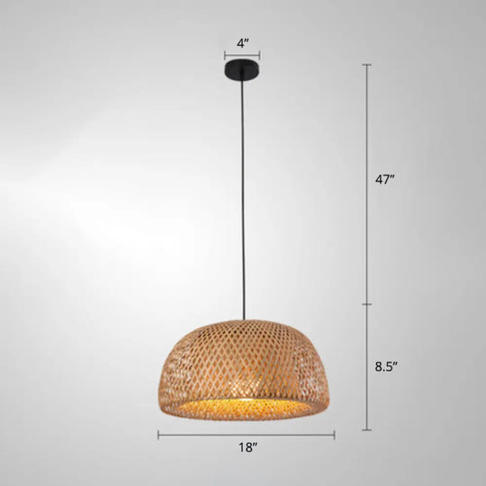 Modern Handcrafted Bamboo Pendant Light - Single Wood Hanging Ceiling Lamp For Restaurants / H