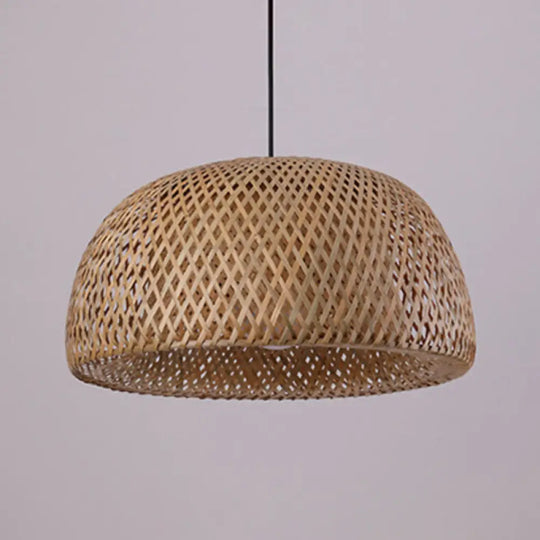 Modern Handcrafted Bamboo Pendant Light - Single Wood Hanging Ceiling Lamp For Restaurants / I