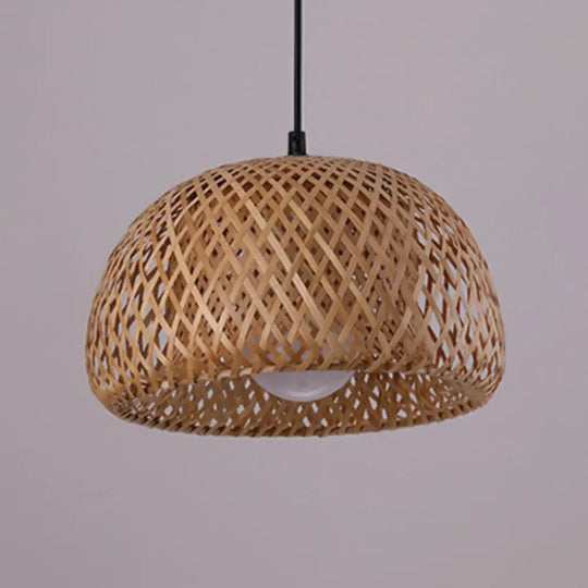 Modern Handcrafted Bamboo Pendant Light - Single Wood Hanging Ceiling Lamp For Restaurants / L