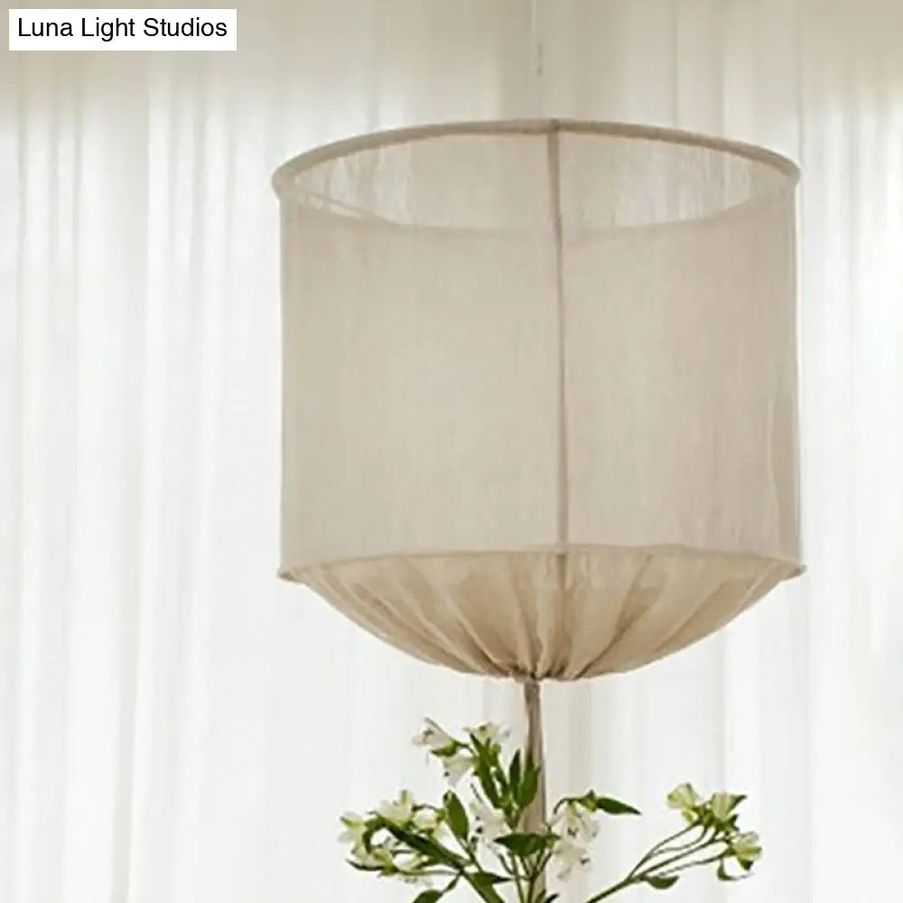 Handcrafted Barrel Flaxen Pendant Lamp - Modern 1-Light Ceiling Light With Pull String