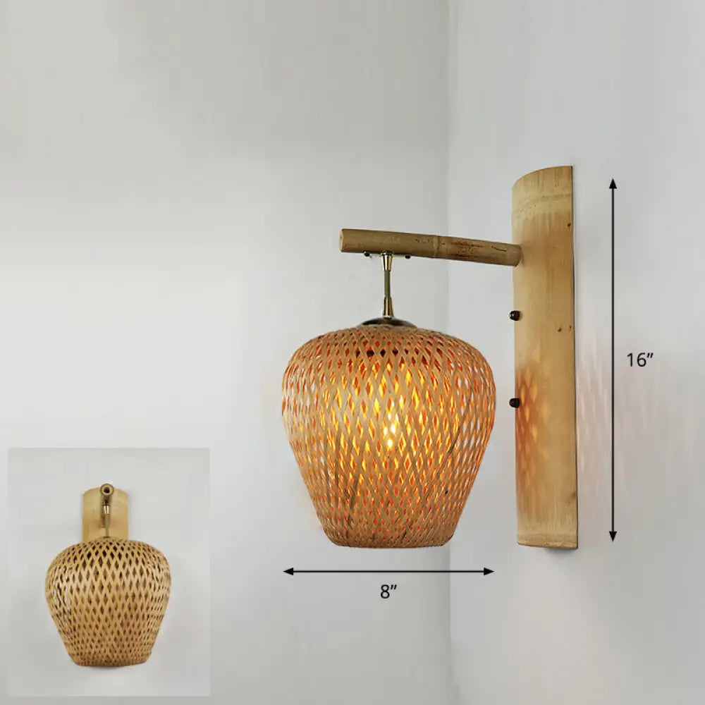 Modern Handmade Bamboo Wall Light For Corridor Wood / A