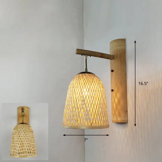 Modern Handmade Bamboo Wall Light For Corridor Wood / B