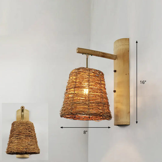 Modern Handmade Bamboo Wall Light For Corridor Wood / D