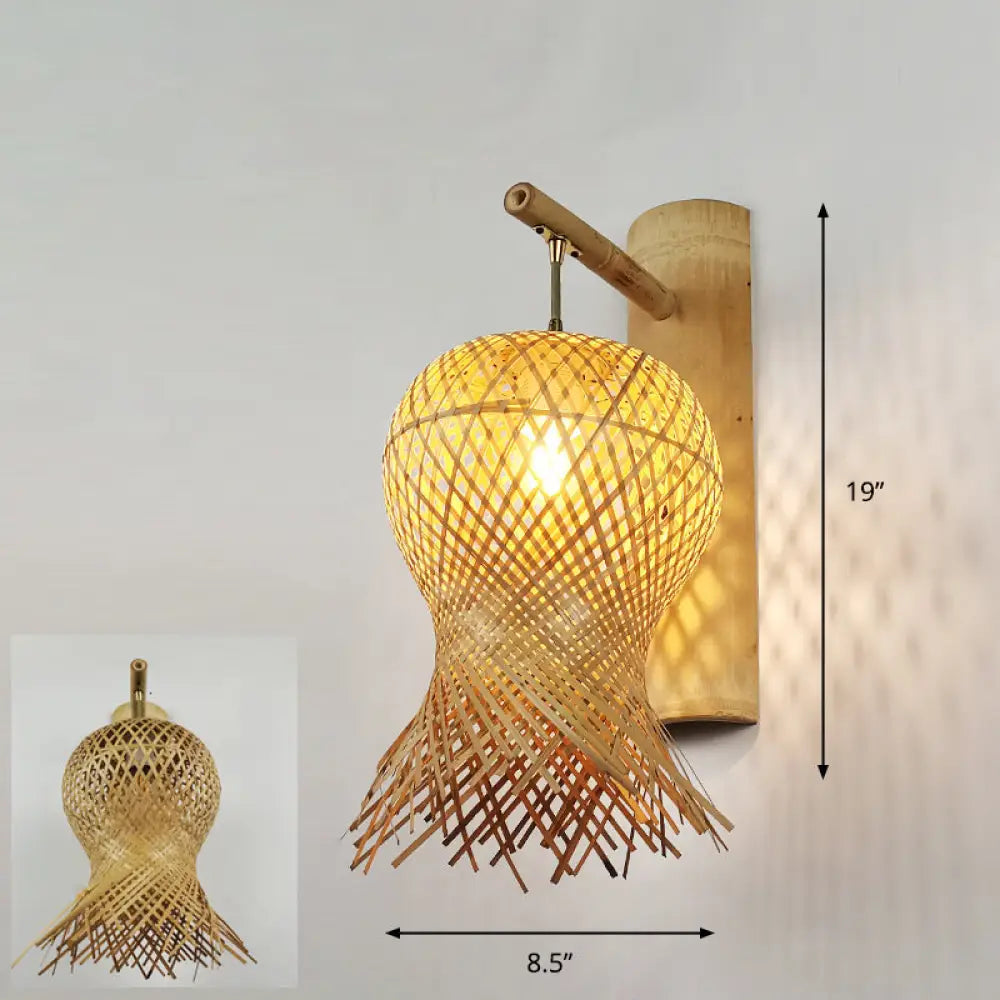 Modern Handmade Bamboo Wall Light For Corridor Wood / E