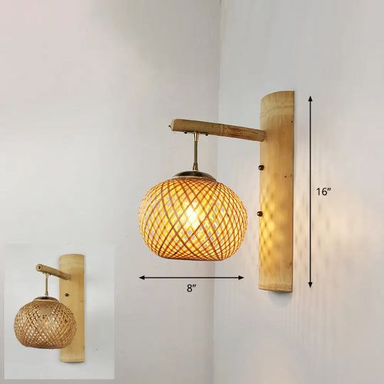 Modern Handmade Bamboo Wall Light For Corridor Wood / F