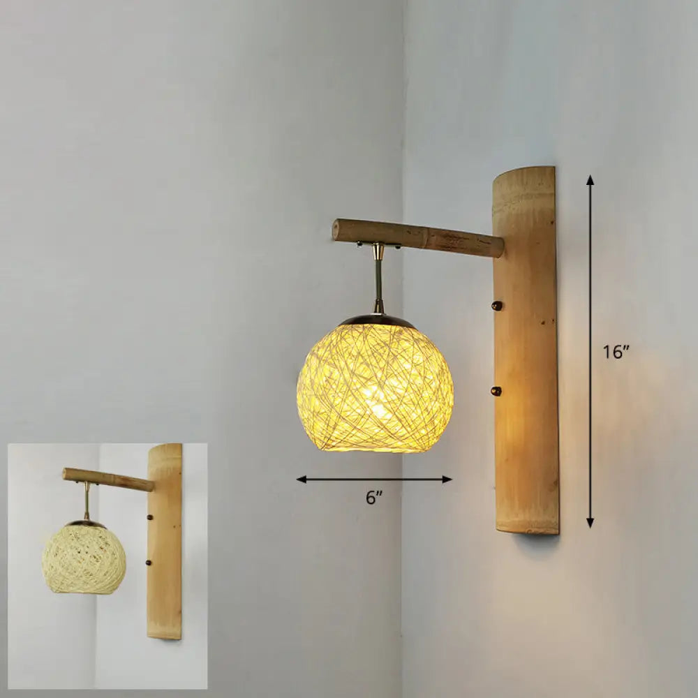 Modern Handmade Bamboo Wall Light For Corridor Wood / G