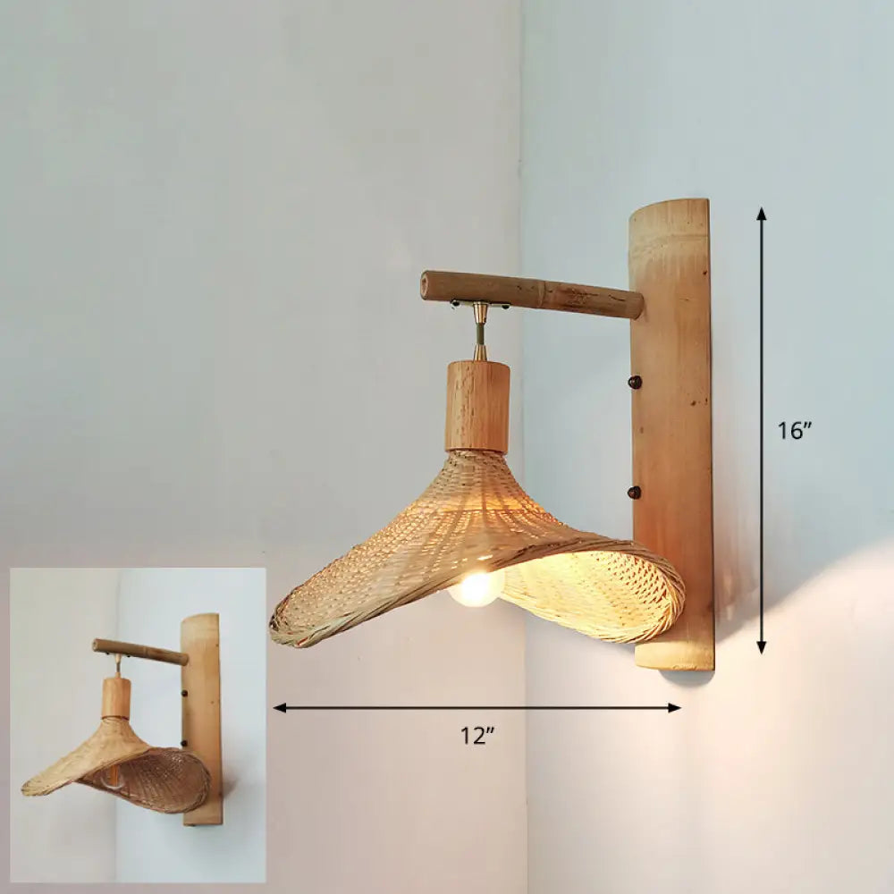 Modern Handmade Bamboo Wall Light For Corridor Wood / H