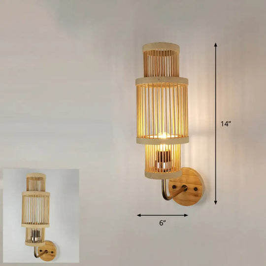 Modern Handmade Bamboo Wall Light For Corridor Wood / N