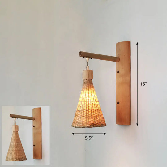 Modern Handmade Bamboo Wall Light For Corridor Wood / O