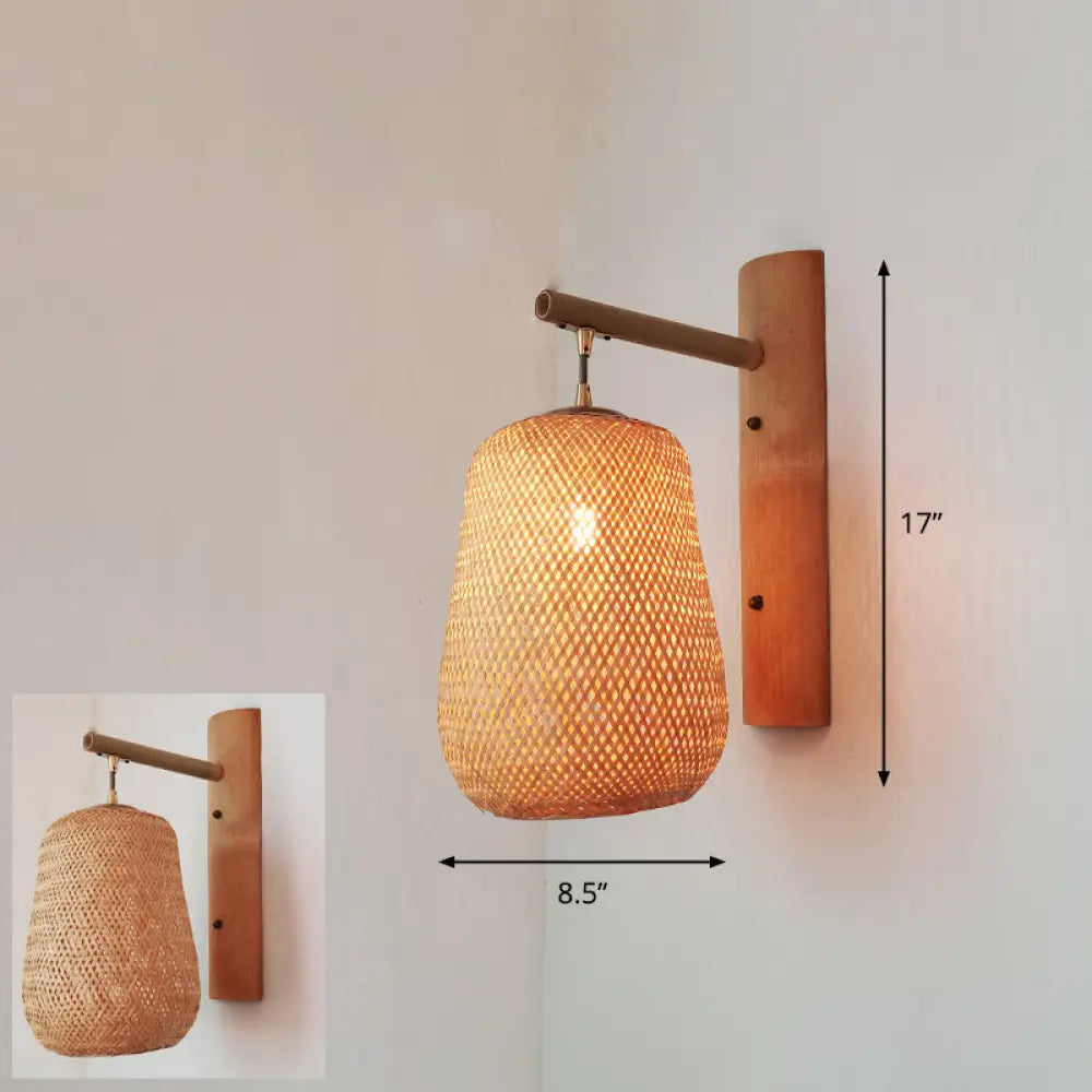 Modern Handmade Bamboo Wall Light For Corridor Wood / R