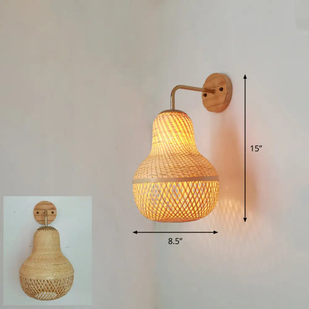 Modern Handmade Bamboo Wall Light For Corridor Wood / S