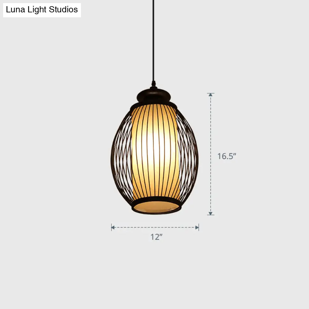 Modern Handwoven Bamboo Ceiling Pendant Light - Single Restaurant Lighting