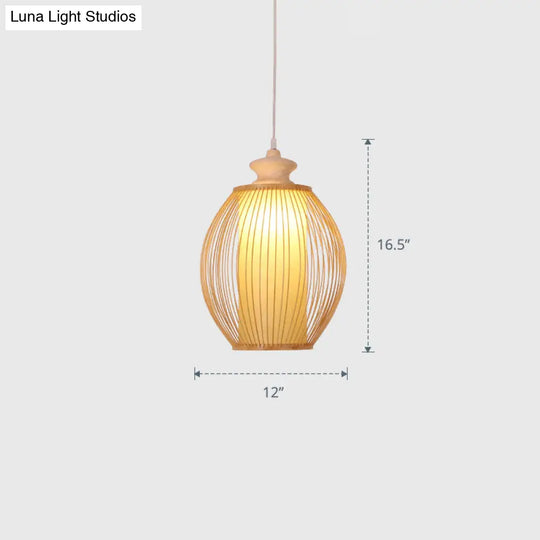 Modern Handwoven Bamboo Ceiling Pendant Light - Single Restaurant Lighting