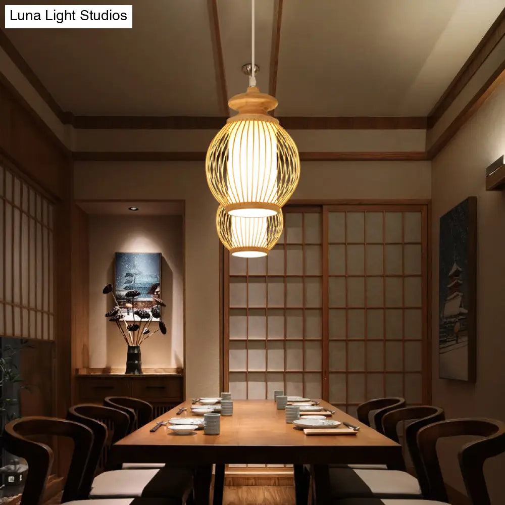 Modern Handwoven Bamboo Ceiling Pendant Light - Single Restaurant Lighting