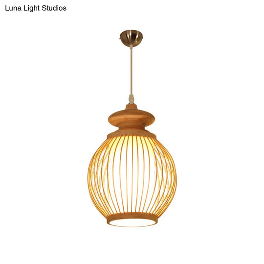 Modern Handwoven Bamboo Ceiling Pendant Light - Single Restaurant Lighting