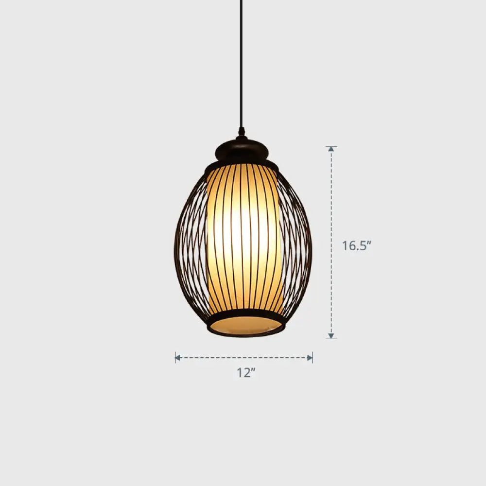 Modern Handwoven Bamboo Ceiling Pendant Light - Single Restaurant Lighting Black